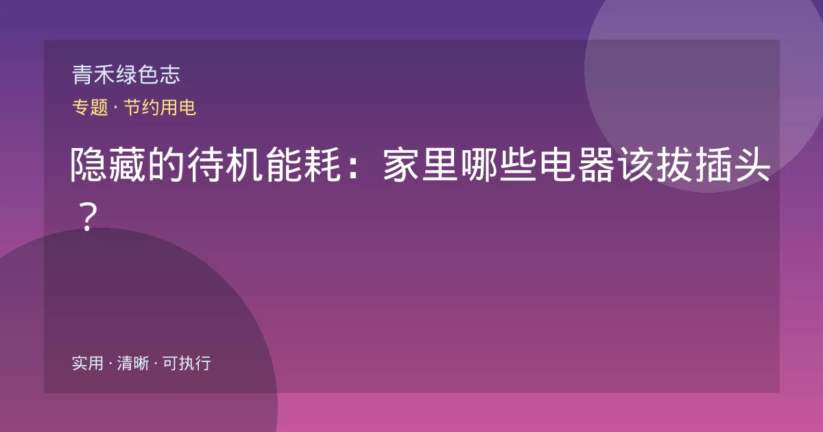 隐藏的待机能耗:家里哪些电器该拔插头?